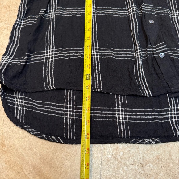 Terra & Sky Women’s Plus Size Plaid Viscose Black White Button Shirt 4X New - Picture 7 of 11